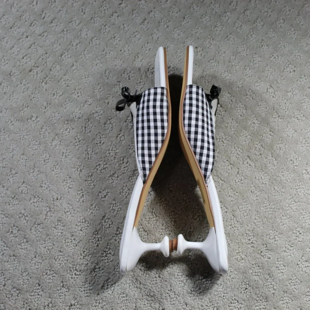 Sheln Women's 11 Black White Check Open Toe Kitten Heels
